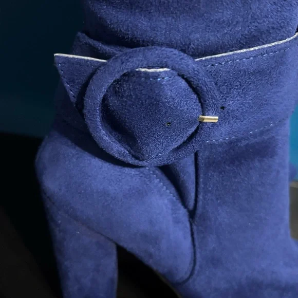 JustFab Blue Over the Knee Boots with Pointed Toe - Picture 7 of 8